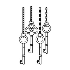 Fototapeta na wymiar figure old keys hanging icon , vector illustration image design