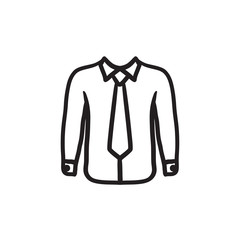 Shirt with tie sketch icon.