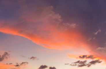 Amazing view of sunset over Atlantic ocean near Bahamas island