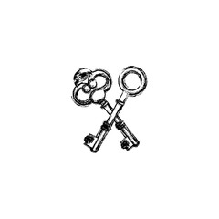 contour old keys icon stock, vector illustration image design