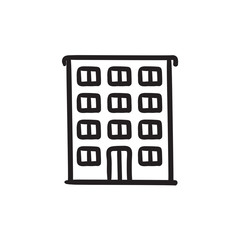 Residential building sketch icon.