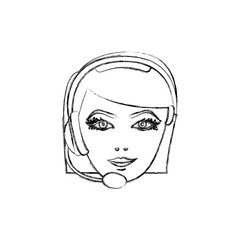 contour face woman technological services icon, vector illustration design