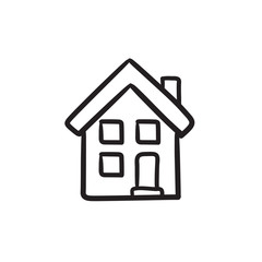 Two storey detached house sketch icon.