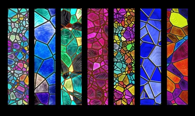 Photo sur Plexiglas Coloré Ensemble de rayures avec motif vitrail