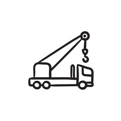 Mobile crane sketch icon.