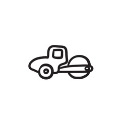 Road roller sketch icon.