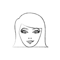 contour face formal woman icon, vector illustration design