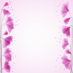 Business  template or cover with pink semitransparent flowers - vector illustration 
