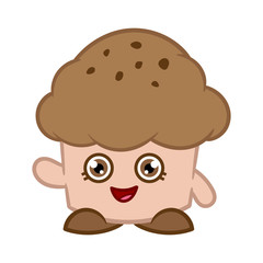 Cartoon Chocolate Muffin Vector Illustration