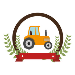 Fototapeta premium tractor farm seal icon vector illustration design