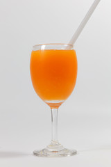 Orange juice on white background