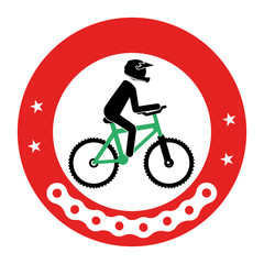 Cycling sport emblem icon vector illustration design