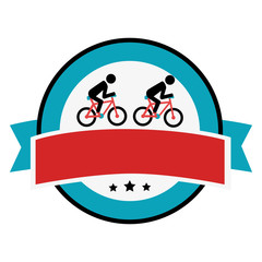 Fototapeta na wymiar Cycling sport emblem icon vector illustration design