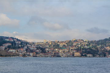 Fototapeta premium View of Istanbul and Bosphorus, Turkey. Sea front town houses