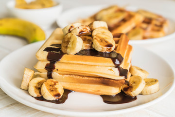 banana waffle with chocolate