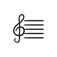 Treble clef sketch icon.