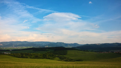 Dramatic clouds, sunrise and sunset in nature. Slovakia