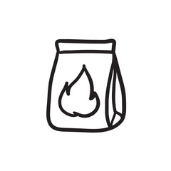 Take-away meals package sketch icon.