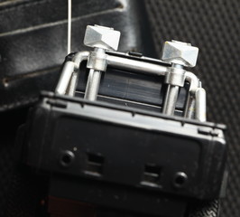 Model toy of black color pick up car represent the toy and vehicle concept related idea.