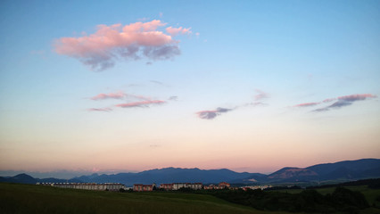 Dramatic clouds, sunrise and sunset in nature. Slovakia