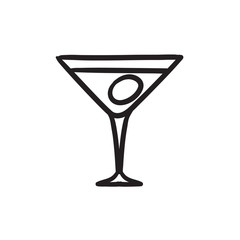 Cocktail glass sketch icon.