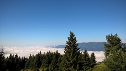 Inversion of clouds from the mountains. Slovakia