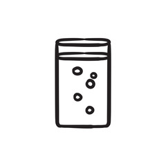 Glass of water sketch icon.