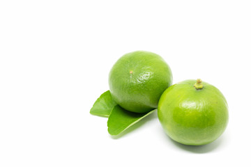 lemon, green lemon isolated on white background