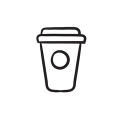 Disposable cup sketch icon.