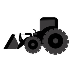 black backhoe loader icon, vector illustration image design
