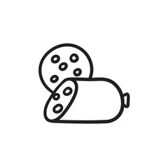 Sliced wurst sketch icon.