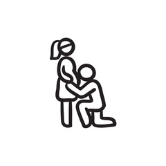 Man with pregnant wife sketch icon.