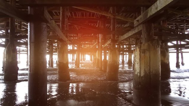 High quality video of walking under pier in real 1080p slow motion 120fps
