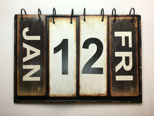 January 12 Friday on vintage calendar 