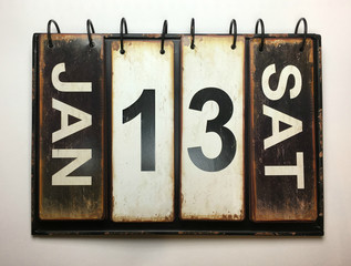 January 13 Saturday on vintage calendar 