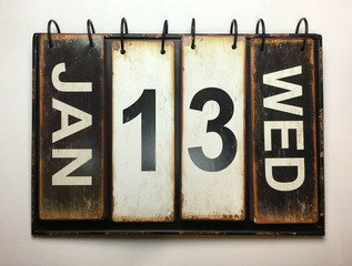 January 13 Wednesday on vintage calendar 