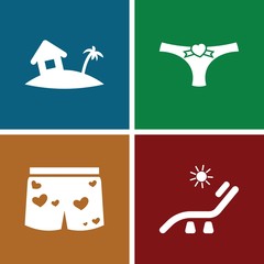 Set of 4 resort filled icons