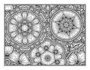 Floral decorative ornamental coloring page