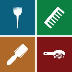 Set of 4 hairbrush filled icons