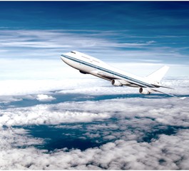 Fototapeta na wymiar passenger airplane in the clouds.