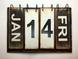 January 14 Friday on vintage calendar 
