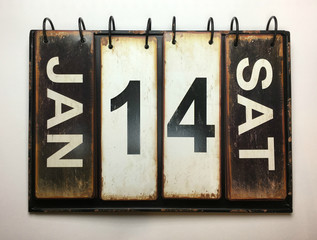 January 14 Saturday on vintage calendar 