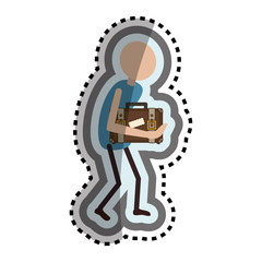 person with money bag isolated icon vector illustration design