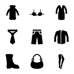 Set of 9 Clothes filled icons