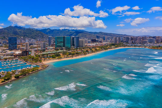 Aerial View Of Downtown Honolulu Hawaii