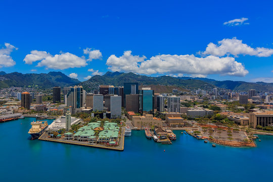 Aerial View Of Downtown Honolulu Hawaii