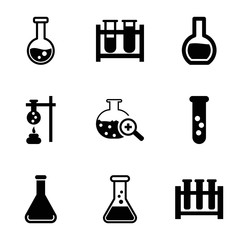 Set of 9 beaker filled icons