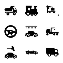 Set of 9 automobile filled icons