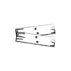 monochrome contour of pair rectangle pieces wooden board with cloves vector illustration