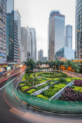 urban traffic with cityscape in Hong Kong,China.